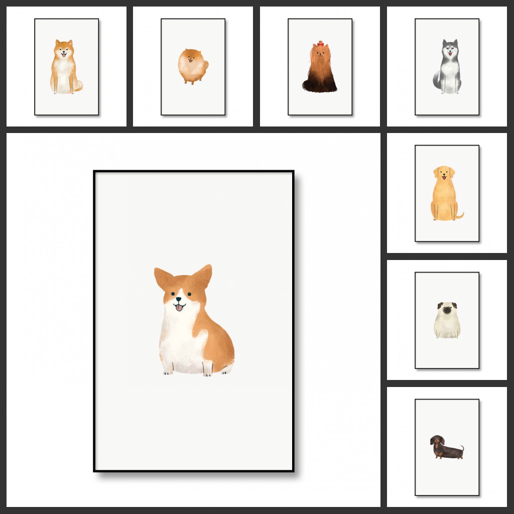 Home Improvement In Usa - ミニマリストスタイルの動物アートポスターかわいい犬の壁アート画像キャンバスプリント絵画モダンな家の改善子供部屋ギ