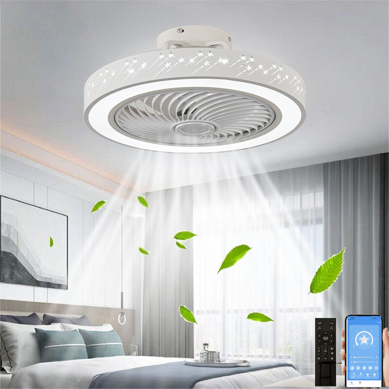 Ceiling Fan Mount - アプリケーションで制御されるライト付きインテリジェントシーリングファン、リモコン、LED、調光可能、6速、タイマー、フラッシュマウント、シーリングデザイン、ファンランプ、46cm