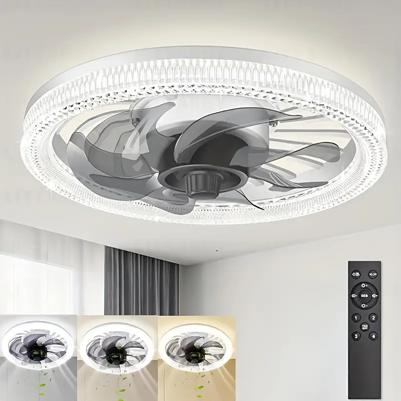 Ceiling Fan Mount - ライト付きシーリングファン、リモコン付きソケットファンライト、調光可能な明るさ、ソケットモダンフラッシュマウントロープロファイルCeili