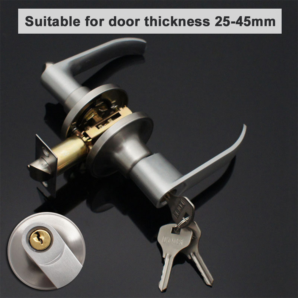 Door Knob Replacement - ドアレバーロック（3キー付き）ステンレス製室内レバーロックドアハンドル交換用ドアノブ、寝室の玄関ドア用