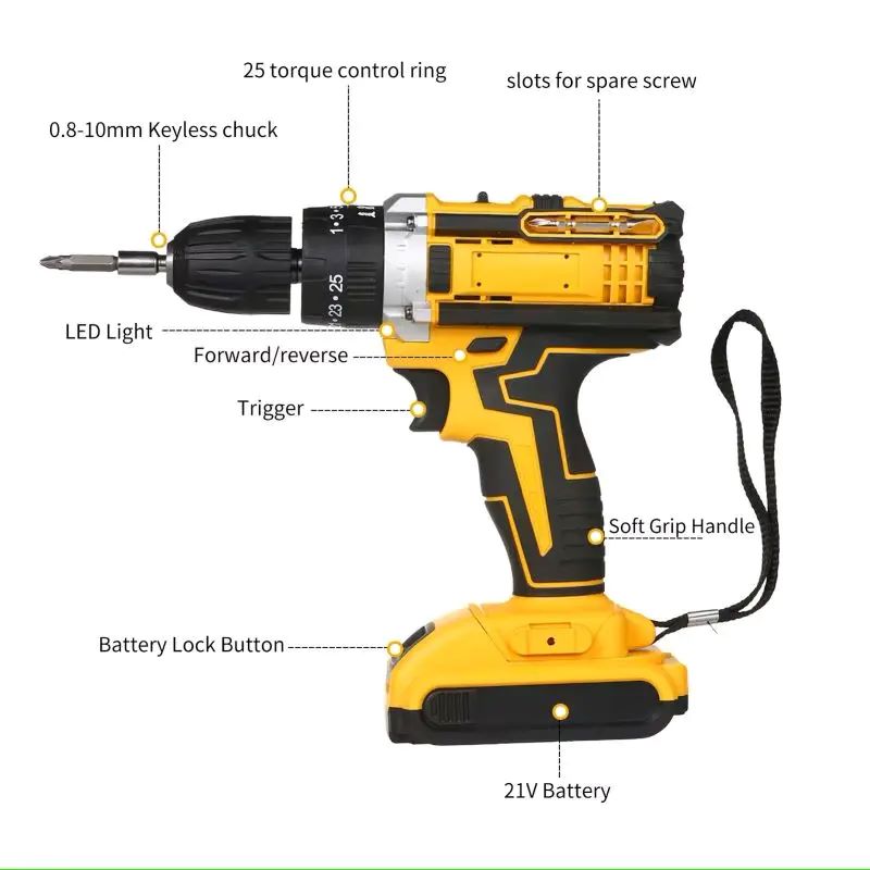 ATV10mm工場直販バッテリー式コードレス電動ドリルセット - Power Drill Cordless のレビューと価格