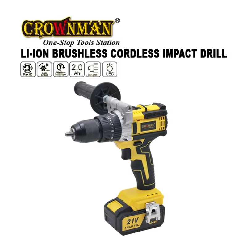 パワーブラシレスモーター 80N.m 13mmチャック 21 - Power Drill Cordless のレビューと価格