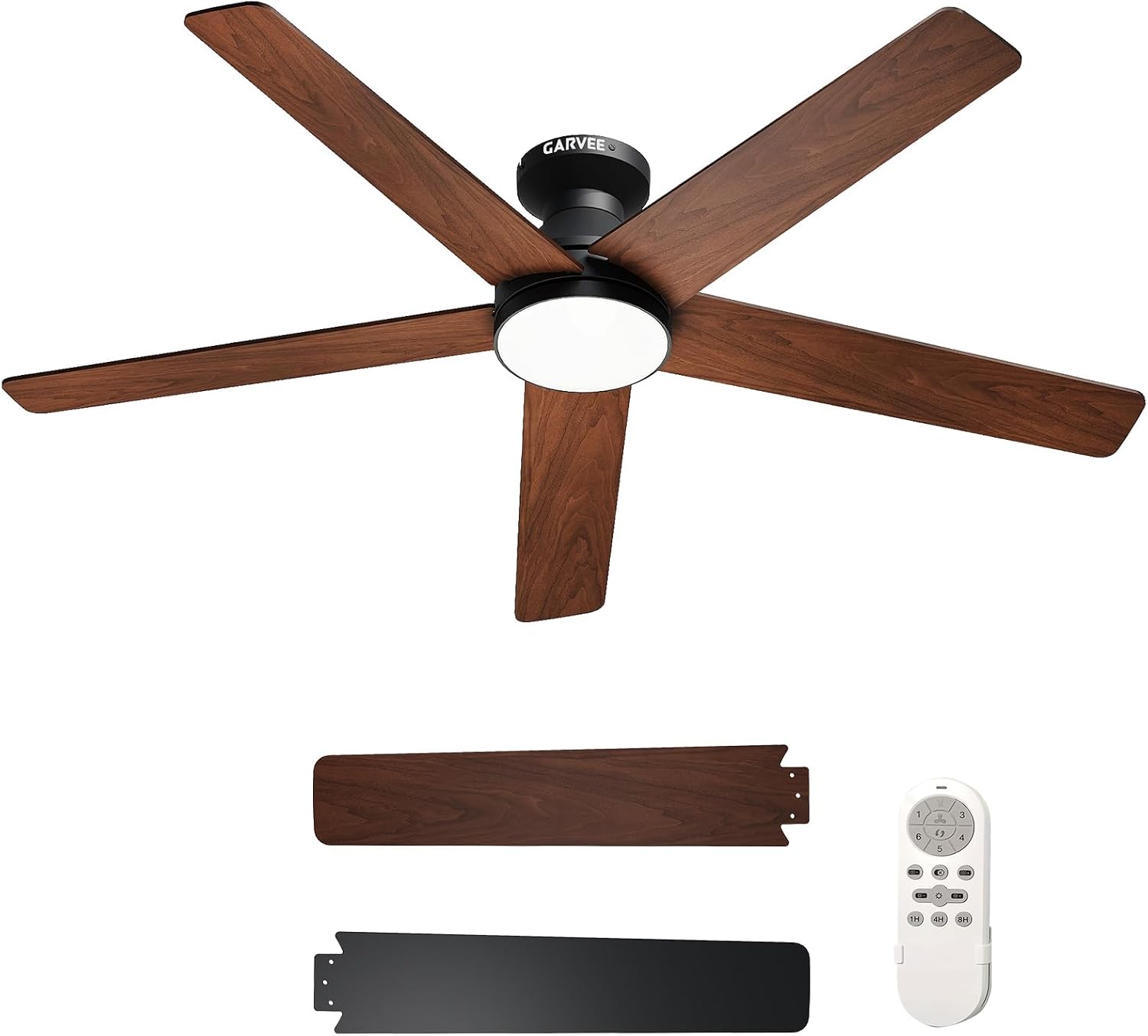 42/52インチ ロープロファイル天井扇風機 ライトと木製ブ - Ceiling Fan Mount のレビューと価格