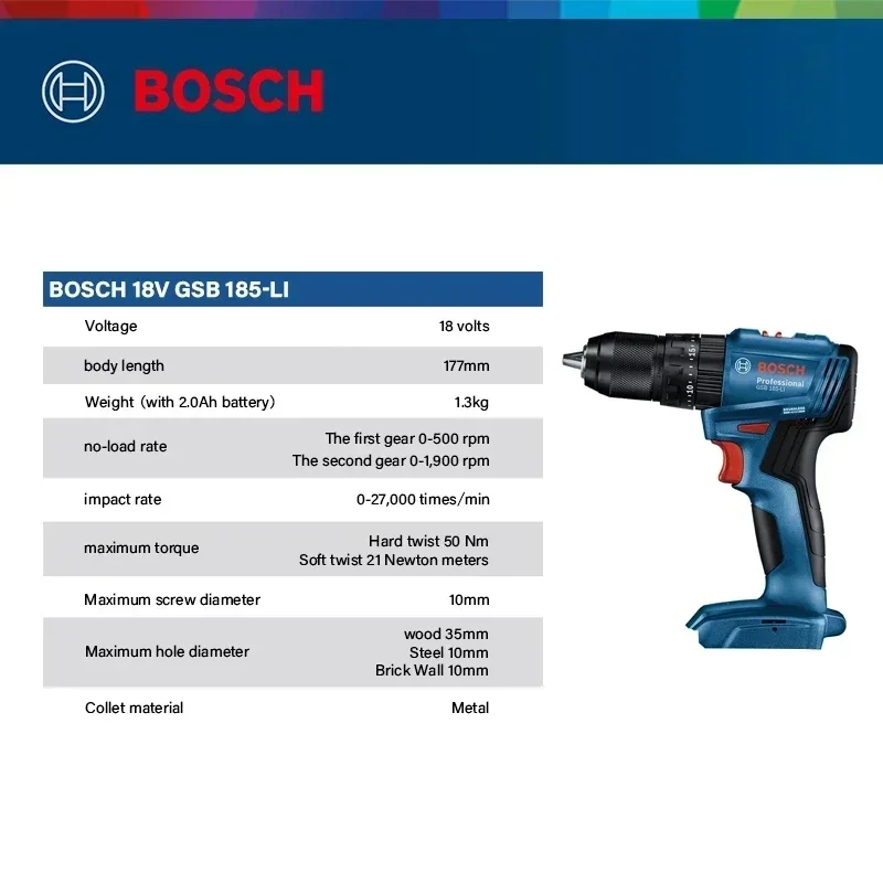 ボッシュ GSB 185-LI 18V ブラシレスコードレス - Power Drill Cordless のレビューと価格
